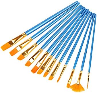 Snoya Paint Brushes Set, 12 Pcs Round Pointed Tip Paintbrushes, Nylon Hair Professional Paint Brushes Artist for Acrylic Oil Watercolor, Face Nail Art, Miniature Detailing and Rock Painting