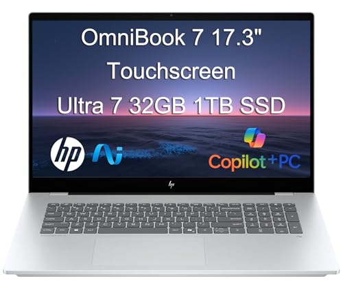Image of HP OmniBook 7 (Next Gen Envy 17) AI Laptop (17.3 inch FHD Touchscreen, Intel Core Ultra 7 258V, 32GB DDR5, 1TB SSD, ARC 140V GPU (16GB)), Copilot+ PC for Business, Designer, 5MP IR Webcam, Win 11 Home