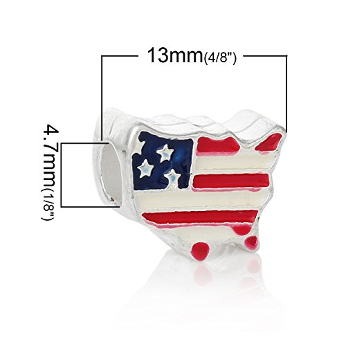 European United States American Flag Map Charm Bead Spacer for Snake Chain Charm Bracelet3