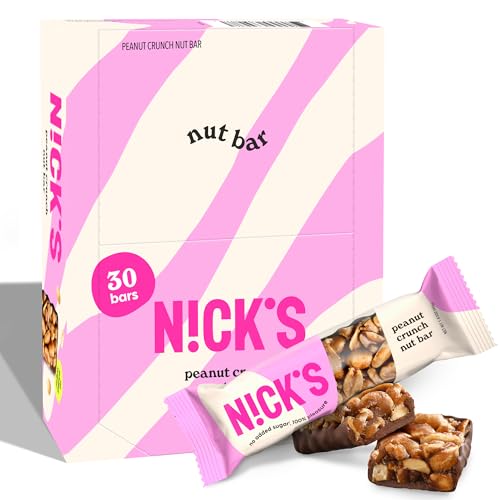 Image of N!CK'S Peanut Crunch Keto Nut Bar, No Added Sugar, 3g Net Carbs, 7g Protein, 180 Calories, Vegan Chocolate, Keto Candy, Gluten Free, Low Carb Snack, Bulk Saving (pack of 30) 40.0 grams