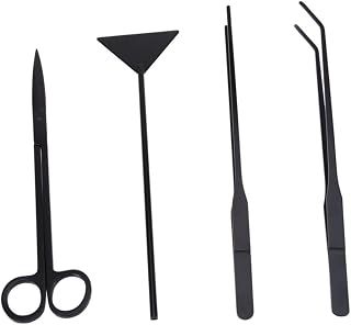 minkissy 4 Pçs Tesoura Preta Pinça De Aço Inoxidável E Kit Tesoura Ferramentas Para Plantas Aquáticas Pinça De Aço Inoxidável Ferramentas Tesoura Pinça Reta Equipamentos De Aquário