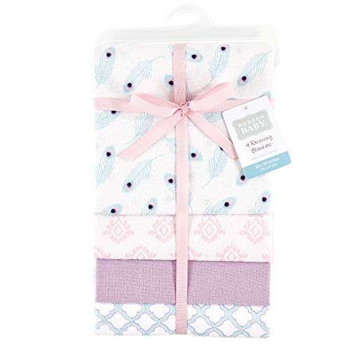 Image of Hudson Baby Unisex Baby Cotton Flannel Receiving Blankets, Peacock, One Size