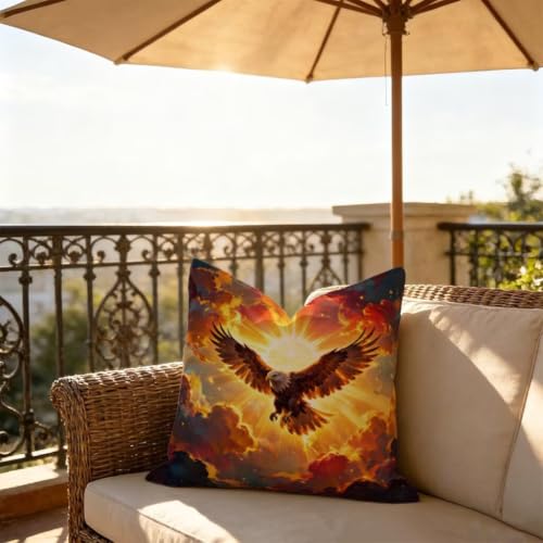 Coussin Carré Lin Impression Recto Verso Motif Aigle Sauvage - 4