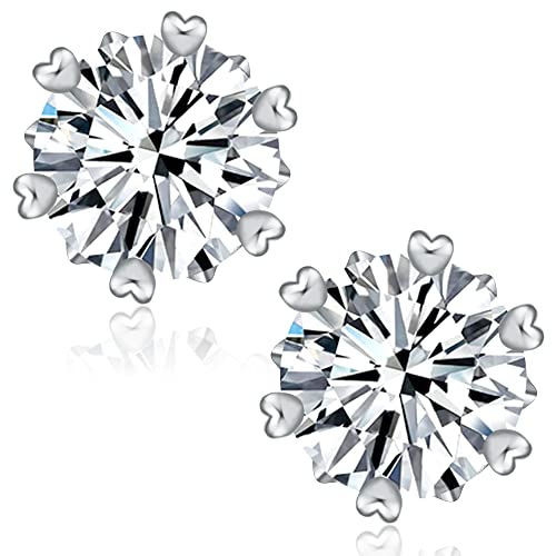 Moissanite Earrings for Women 925 Sterling Silver 18K Gold Plated 2ct Created Diamond Stud Earrings Unisex Adults 6 Heart Prong D Color VVS1 Clarity Moissanite Earring Stud