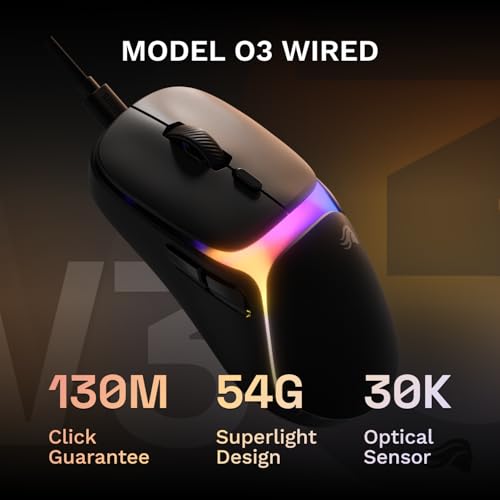 GLORIOUS Gaming Model O3 Wired Gaming Mouse - Ultralight 54g Weight, 130M Click Optical Switches, 30K DPI BAMF 3.0 Sensor, 750 IPS Tracking, 50G Acceleration, Supports All Grip Types - Black by GLORIOUS - Image 2