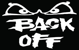 Back Off Tailgaters Mean Eyes White Vinyl Sticker