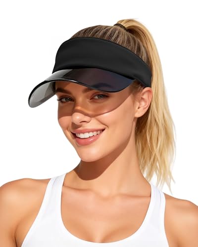 JANETSHATS Transparent Sun Visor Hat for Women Men - UPF 50+ Clear Brim Adjustable Drawstring for Golf Tennis Pickleball Hiking