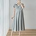 QUNPIU Women's Summer 2026 Short Sleeve Lapel Collar V Neck Maternity Dress Casual A-Line Pleated Swing Pregnancy Dresses Gray