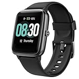 Smart Watch UMIDIGI Uwatch3 Fitness Tracker with 5ATM Waterproof All-Day Heart Rate and Activity Tracking, Sleep Monitoring, Smartwatch for Men Women Compatible with iPhone Android（Agate Black）