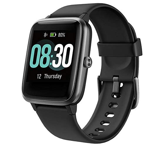 UMIDIGI Smart Watch Uwatch3 Fitness Tracker with 5ATM Waterproof All-Day Heart Rate and Activity Tracking, Sleep Monitoring, Smartwatch for Men Women Compatible with iPhone Android(Agate Black)