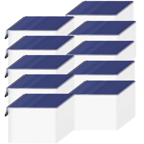 Zhehao 200 Pcs A4 Mesh Zipper Pouch Bulk Waterproof Mesh Zipper Organizer Plastic File Folder Case for School Office Supplies Document Board Games Puzzle (Blue)