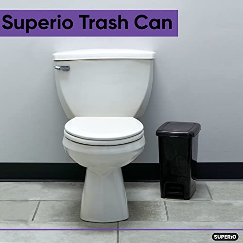 Superio 2.5 Gal Slim Step On Pedal Plastic Trash Can, Waste Bin For Under Desk, Office, Bedroom, Bathroom- 10 Qt,Grey/Black #TOP7