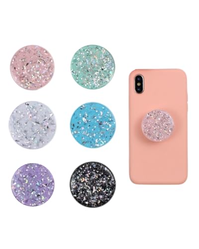 HUVZOR 6 Pièces Base et Poignée Extensibles, Anneau Téléphone Portable Multifonctionnel Pliable 360 ° Rotation Support pour Téléphone Portable Poignée pour Smartphones et Tablettes