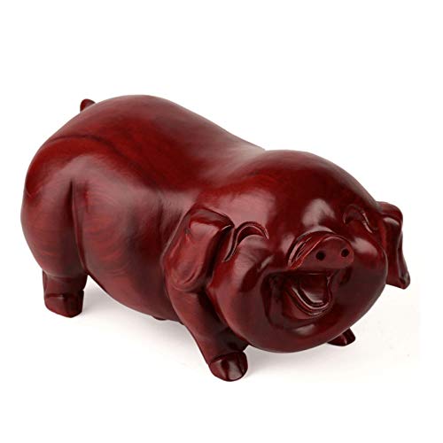 Cochon du zodiaque chinois en bois sculpté main pour attirer la richesse