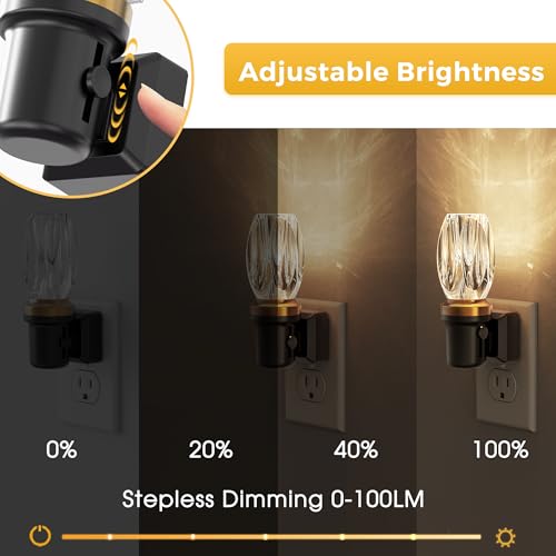 Image of L LOHAS LED Night Light, Dimmable Night Lights Plug into Wall, Light Sensor | Automatic Nightlights Plug in, 3000K 100LM, LED Nightlight, Crystal Acrylic Decorative, Hallway Bedroom Bathroom, 1 Pack