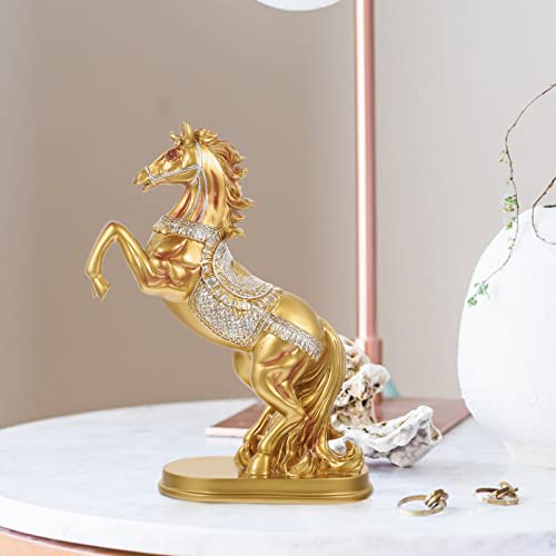 Yardwe Standing Horse Statue Resin Horse Art Figurine Feng Shui Horse Sculpture Zodiac Animal Decoration For Good Fortune Health Wealth Success Gold #TOP5