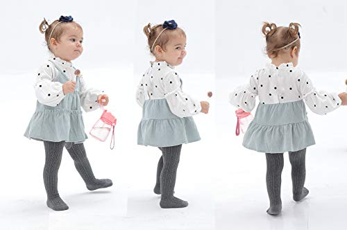 Image of EPEIUS Baby Girl Tights Cable Knit Cotton Seamless Footed Leggings 0-6Y | STAY-UP BABY TIGHTS. High elastic waist, smooth toe. Fits 0-3m newborn, infant & toddler. Ideal for daily wear & dresses.