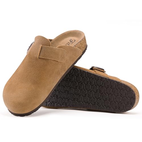 Image of FITORY Womens Clogs Slip-on Potato Shoes Leather Mules Suede Cork Footbed