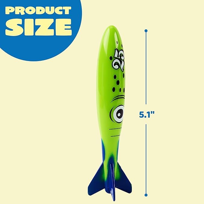 JOYIN 8 Stück Torpedo, Hai, Tauchspielzeug für Kinder, Wasserspielzeuge Außen, buntes Schwimmspielzeug, sinkendes Werfen, Torpedo für Kinder, Geschenk, Sommer, Schwimmen, Tauchen, Training