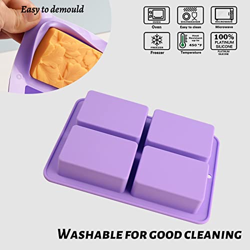image for Moukiween Soap Molds Silicone, 3D Rectangular Flower Pattern Silicone 