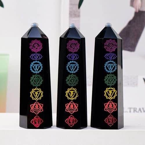 Miniatura 2 de Comimark 1 punto de chakra de obsidiana, piedra curativa, piedra de meditación, regalo de cristal, punto de torre de cristal