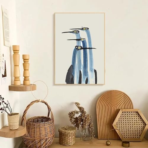 Salon et chambre sans âme ? Toile oiseau abstrait bleu 60x90cm