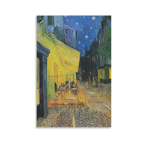 Vincent Van Gogh's Cafe Terrace at Night�C���e���A�f�U�C���A�A�[�g�v�����g�̑����A�����̐V�����Ƃ̑��蕨�̂��߂̔������|�X�^�[20x30inch(50x75cm) Unframe-style
