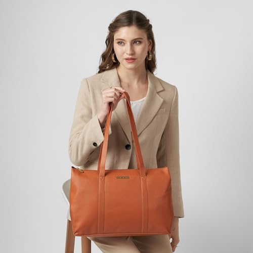 Image of Caprese Crystal 15.6-Inch Laptop Compatible Large Tote Bag for Women | Stylish, Durable, and Spacious with Multiple Compartment, Back Zipper Pocket for Work, Travel, and Everyday Use