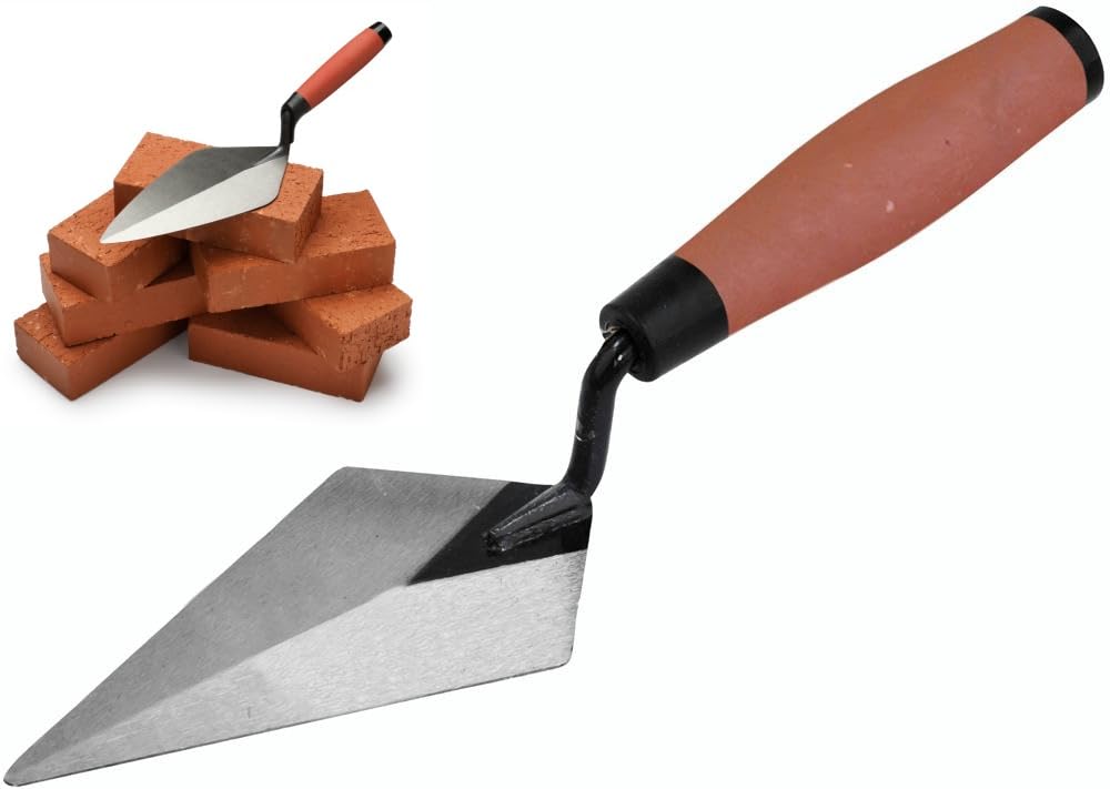 Reward Sale Brick Trowel 11 Inch Bricklaying Trowels With Soft Grip Handle London Pattern Bricklayers Bricking Concrete Cement Mortar Laying Builders Brickwork Solid Forged Pointing Building Hand Tool (1Pc)