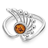 Ringgröße: 53/56/57/ Schmuck Perlen Muscheln Ring 925 Silber, Ostsee Bernsteinring Bernsteinschmuck Silberring #2078 (56 (17.8))