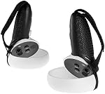 (1 Set) Orzero 1 Pair TPU Controller Cover and Nylon Strap Compatible for Quest 2, Anti-Throw Protective Adjustable Handle for VR Gaming Headset - Black