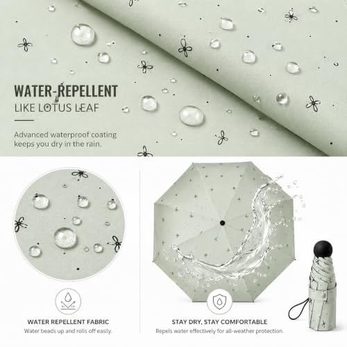 Image of Umbrella for Rain and Sun Protection UPF50+ Mini Capsule Foldable Umbrella for Women Men | 5-Fold Compact Travel Umbrella | Windproof UV Protection | Ring Buckle Anti-Loss