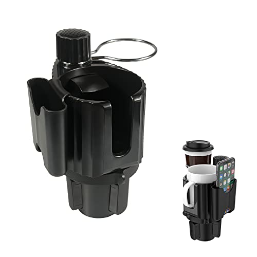 MOYACA Adaptateur de support de gobelet de voiture avec support de téléphone, double organisateur de gobelets de voiture pour bouteilles, tasses, grandes boissons de 6,3-9,6 CM de diamètre de 18-40 oz Cover
