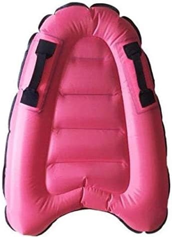 inflatable surf body board with handles, lightweight swimming floating surfboard aid mat learn to swim, beach safety theme surfing swimming summer water fun toy for both kids and adult pink