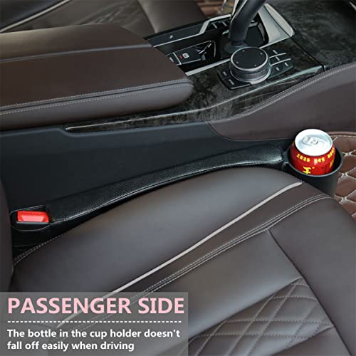 Deeyota 2 Pack Car Seat Gap Filler Organizer With Removable Cup Holder For Driver Side And Passenger Side Auto Console Side Storage Box Organizer For Car Front Seat (Black+Black) #TOP2