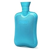 HomeTop Premium Classic Rubber Hot Water Bottle, Great for Pain Relief, Hot and Cold Therapy (2 Liters, Blue)