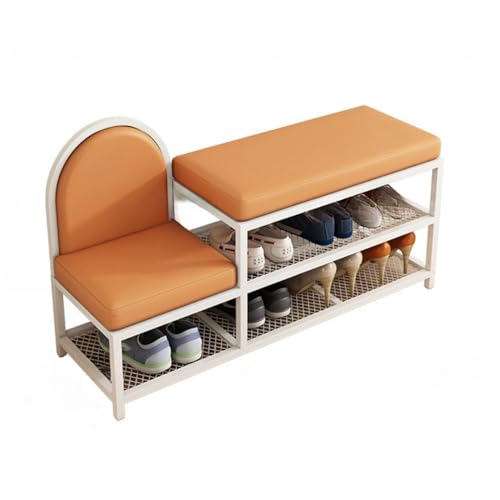 Banc à chaussures avec rangement et assise rembourrée pour couloir et salon