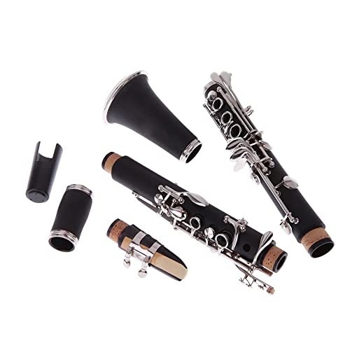 Jethrora Clarinete Baquelite 17 Tecla B Flat Soprano Niquelado Requintado com de 10 Palhetas Chave d