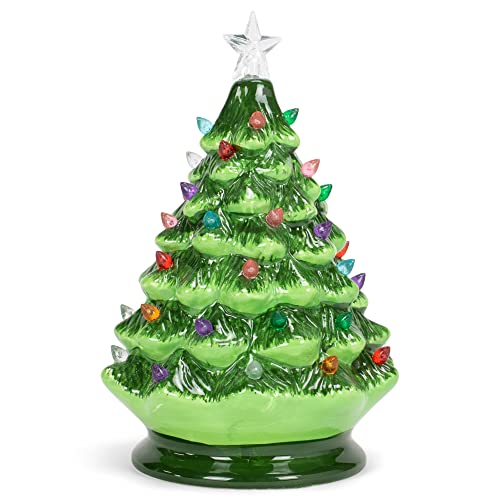 Raz Imports 4019222 Vintage Green Lighted Ceramic Christmas Tree thumb #1