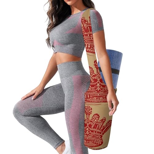 Sac de tapis de yoga en toile rouge avec grande capacité de rangement - 6
