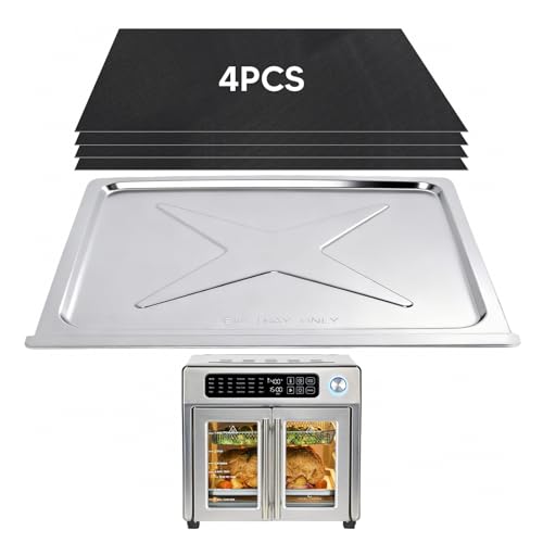 Image of Uniflasy Crumb Tray Replacement for Emeril Lagasse 26 Qt Extra Large French Door Air Fryer, Crumb Tray with 4 Pcs Oven Liners Accessories for Emeril Lagasse 26 Qt Air Fryer