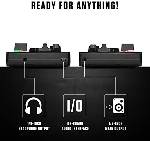 Numark DJ2GO2 Touch  Kompaktowy 2-deckowy kontroler DJ do Serato DJ z mikserem/crossfaderem, interfejsem audio i dotykowymi kołami jog