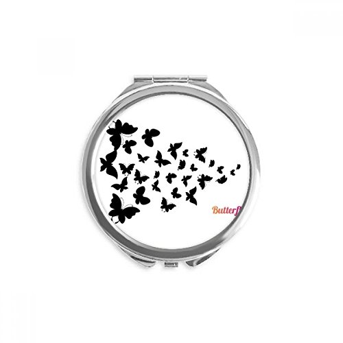 Miroir de poche papillons noir maquillage nomade rond 6,5 cm pour retouches