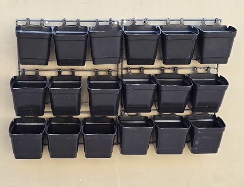 Image of ZEONELY MART Vertical Hanging Potss | wall mounting potss Plants | wall Hanging Garden potss | Vertical Garden planters pots Black Colour (4 inch- 9 pots) Set 1