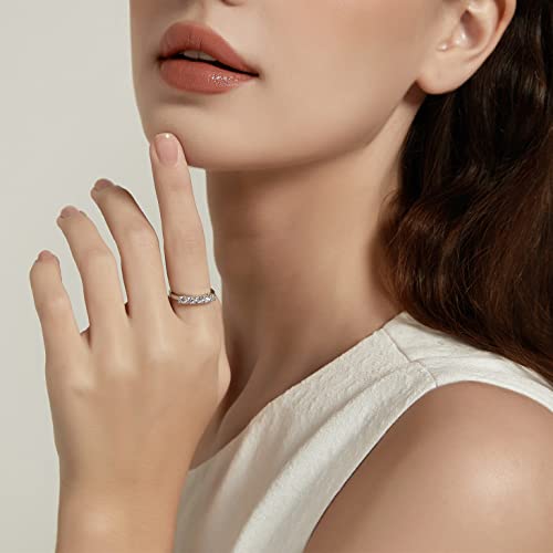 SHINYSO Wedding Band for Women Cubic Zirconia Stackable Engagement Rings Promise and Anniversary Ring Silver Size 4-104