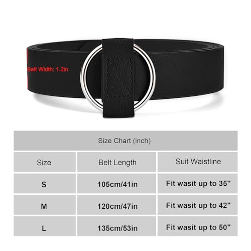 Xzqtive Women Leather Belt No Pin Circle Buckle Fashion Waist Belt For Jean Dress Black Round Buckle 105Cm thumb #3