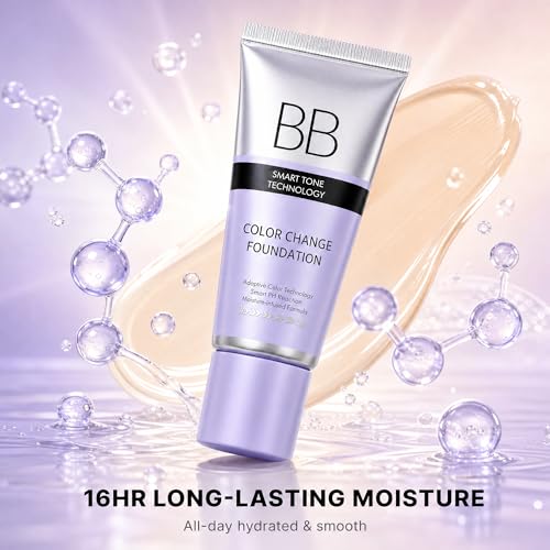 Image of BB Cream Foundation, Adaptive Color Changing BB Cream Foundation Tinted Moisturizer, All in One Buildable Coverage Protection Concealer Face Makeup for Light Perfect Cover Finish 1.23 oz, 02 Medium