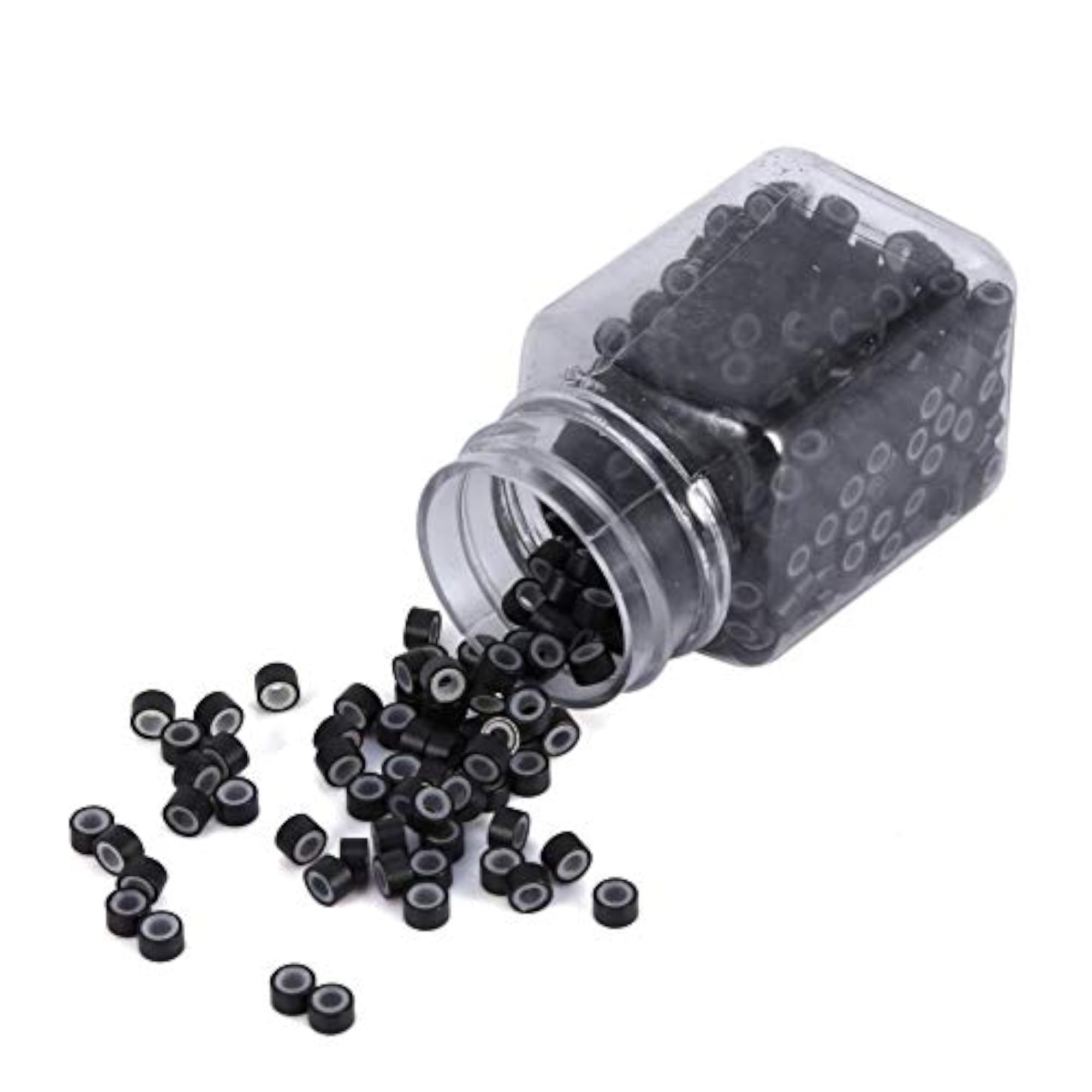 500PCS 5MM Hair Extension Beads, Silicone Lined Link Rings