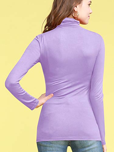 Image of Lock and Love Women's Turtleneck Top Lightweight Long Sleeve Slim Fit Pullover, Soft Rayon Stretch Layering Basic, S-3XL