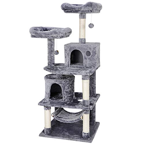Nova Microdermabrasion Cat Tree Cat Tower for Indoor Cats 57 Inch Cat Condo Cat Bed Furniture with Scratching Posts and Condo for Cats Kitten Activity Cente